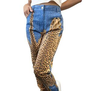 Christian Dior Vintage 2000 AW Runway Cheater Denim Pants #40 Blue Gold [105409]